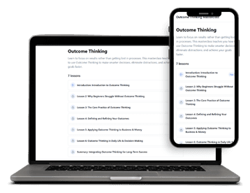 Outcome Thinking Masterclass on laptop and phone